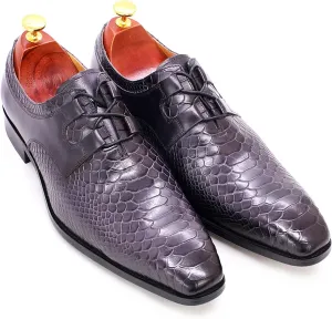 Men's Classic Oxfords Formal Dress Shoes Brogues Derbys Breathable Leather Lace-ups,Grey-45