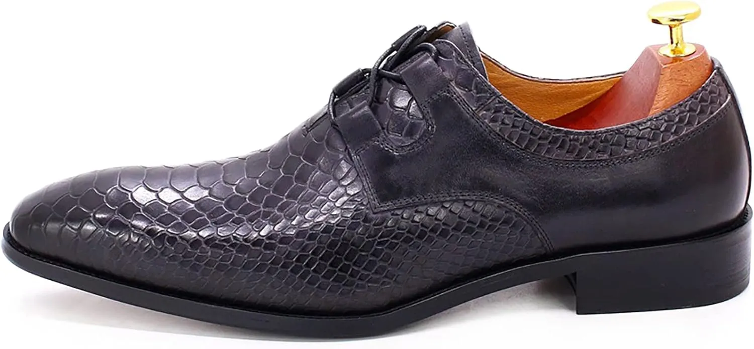 Men's Classic Oxfords Formal Dress Shoes Brogues Derbys Breathable Leather Lace-ups,Grey-45