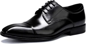 Men's Dress Leather Lace Up Derby Uniform Shoe Oxford Dress Shoes Formal Brogues Men Oxfords Black-US6-6.5/UK5-5.5/EU38