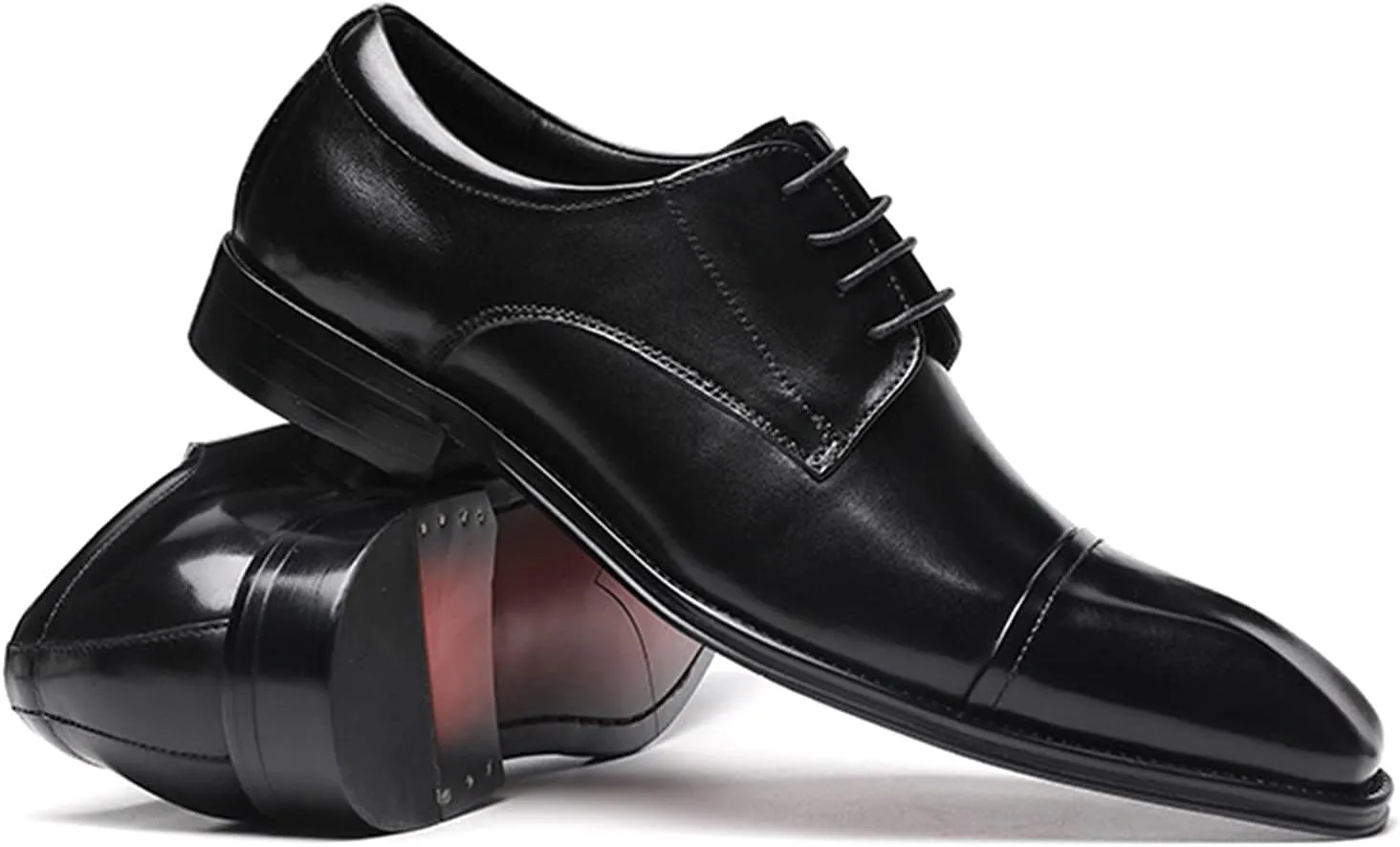 Men's Dress Leather Lace Up Derby Uniform Shoe Oxford Dress Shoes Formal Brogues Men Oxfords Black-US6-6.5/UK5-5.5/EU38