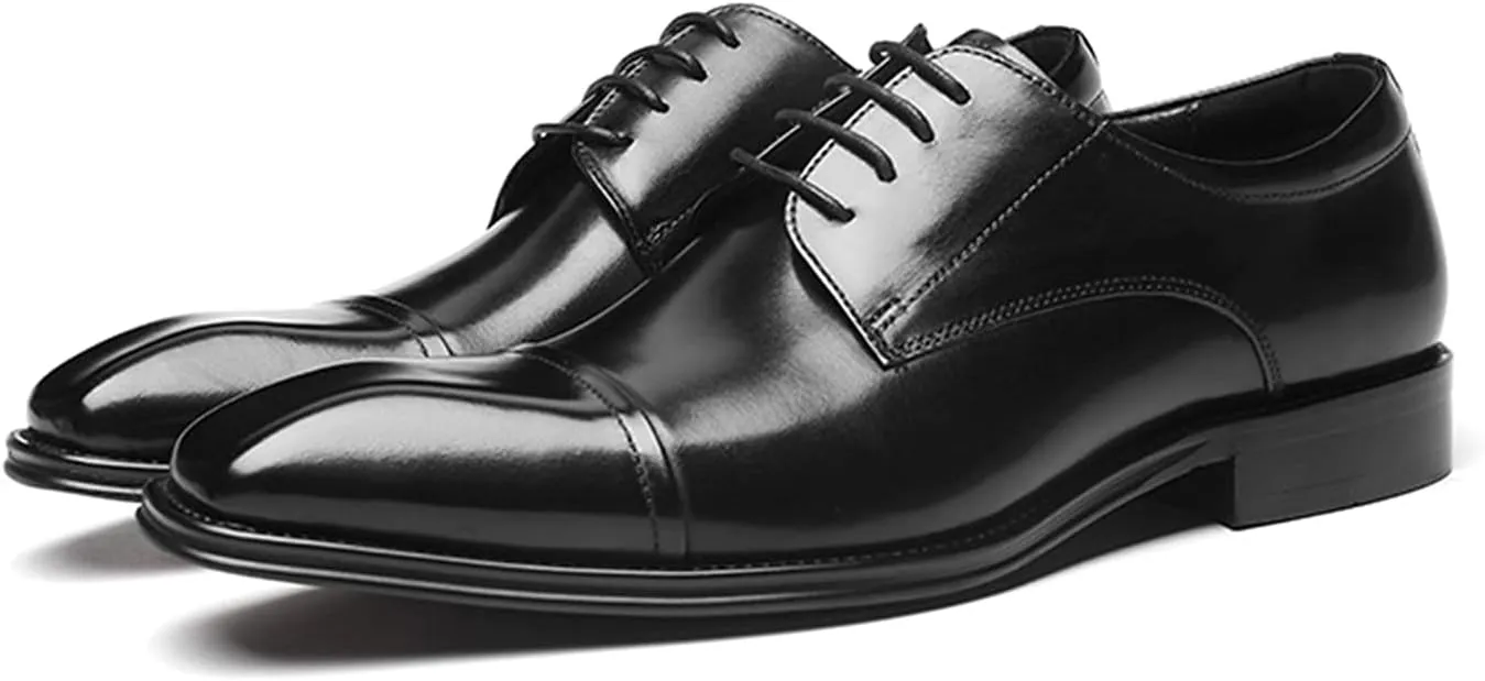 Men's Dress Leather Lace Up Derby Uniform Shoe Oxford Dress Shoes Formal Brogues Men Oxfords Black-US6-6.5/UK5-5.5/EU38