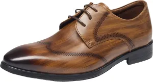 Men's Dress Leather Lace Up Derby Uniform Shoe Oxford Dress Shoes Formal Brogues Men Oxfords Brown- US7/UK6/EU39