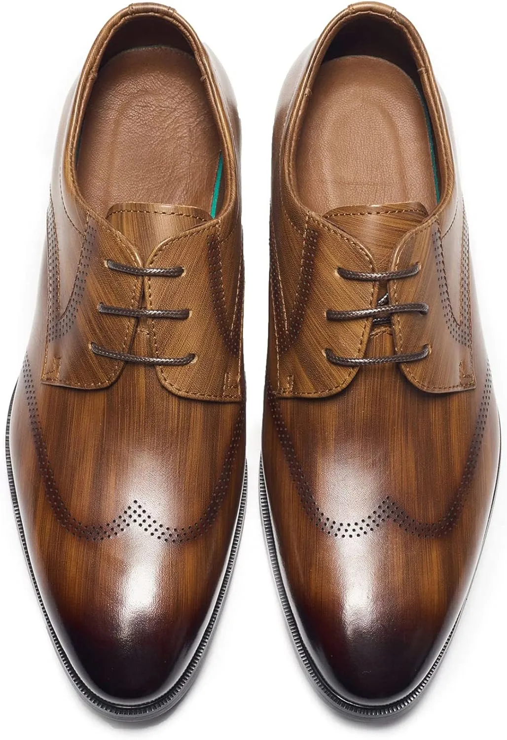 Men's Dress Leather Lace Up Derby Uniform Shoe Oxford Dress Shoes Formal Brogues Men Oxfords Brown- US7/UK6/EU39