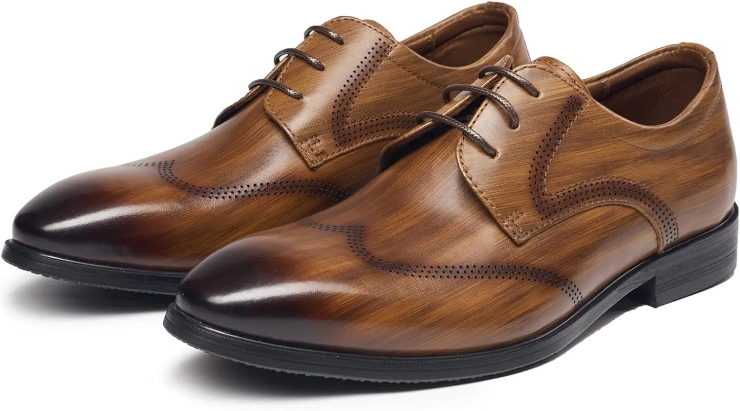 Men's Dress Leather Lace Up Derby Uniform Shoe Oxford Dress Shoes Formal Brogues Men Oxfords Brown- US7/UK6/EU39