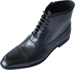 Men's Dress Oxford Shoes Classic Lace Up Formal Shoes，Men's Side Zipper High Top Brogue