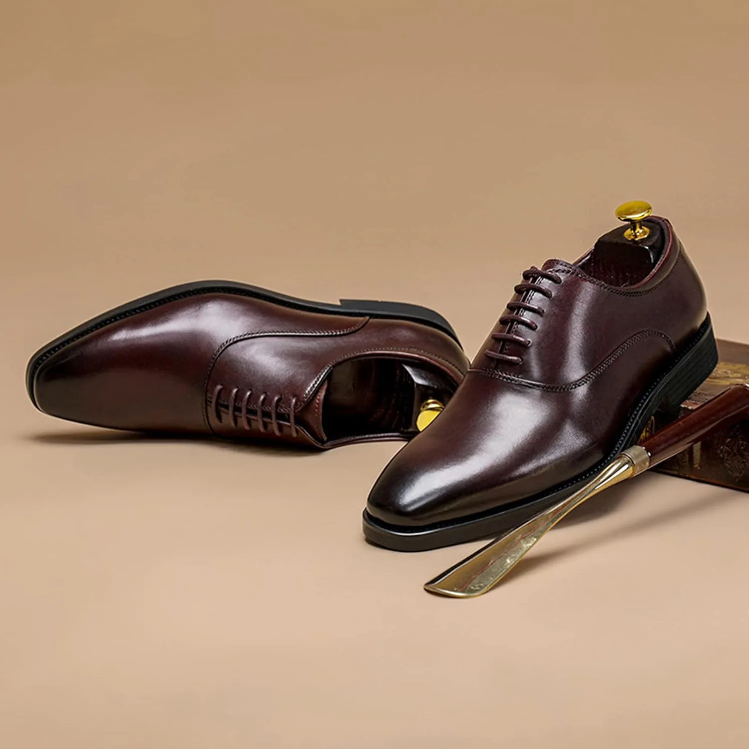 Men's Dress Shoes Formal Oxford Shoes Classic Lace Up Derby Shoes B-US6-6.5/UK5-5.5/EU38