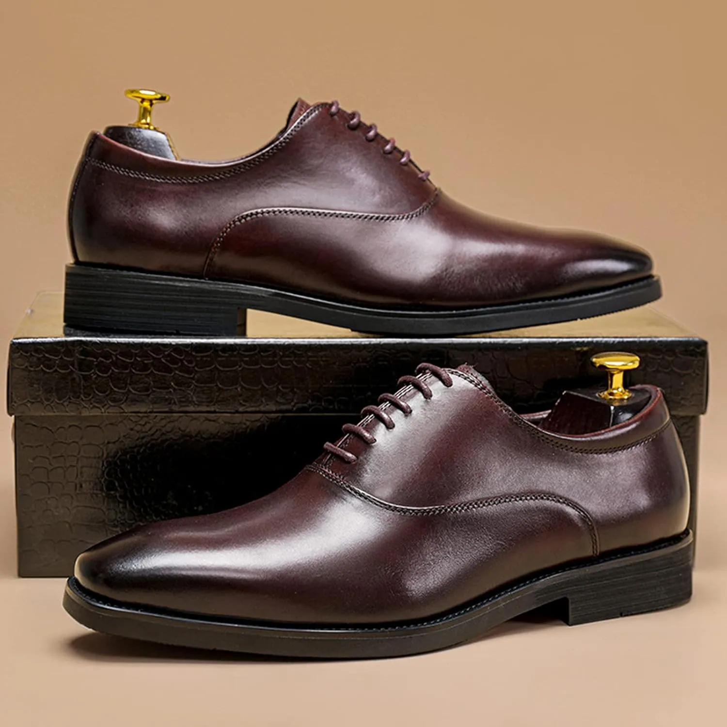 Men's Dress Shoes Formal Oxford Shoes Classic Lace Up Derby Shoes B-US6-6.5/UK5-5.5/EU38