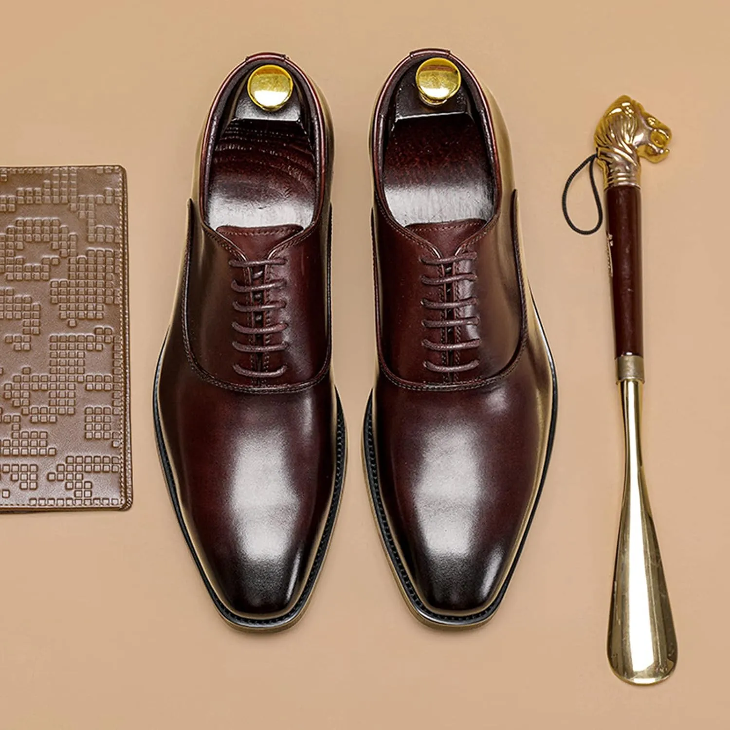Men's Dress Shoes Formal Oxford Shoes Classic Lace Up Derby Shoes B-US6-6.5/UK5-5.5/EU38
