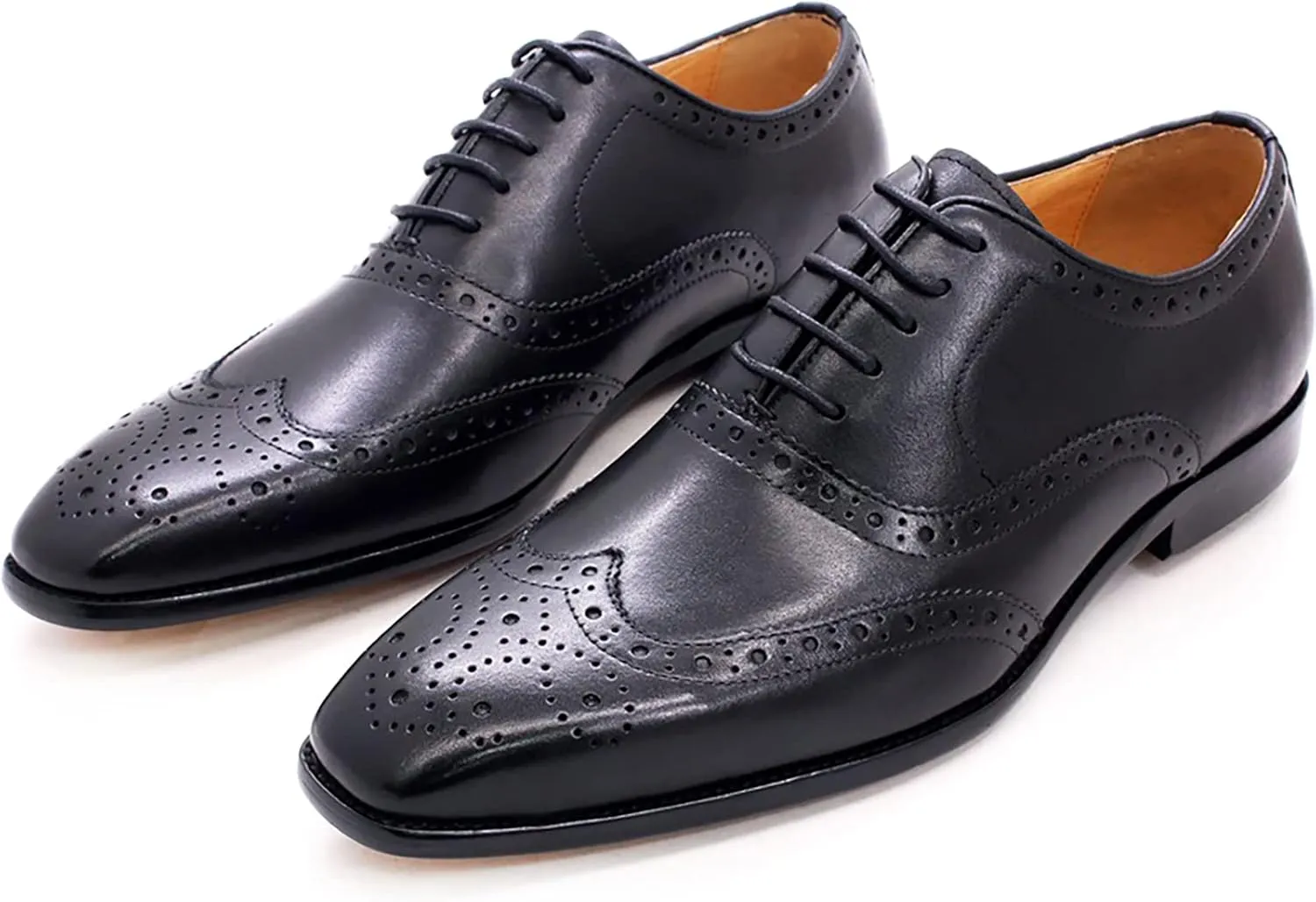 Men's Dress Shoes Lace-up Brogues Oxford Formal Shoes Wedding Work Leather Derbys Office,Black-38