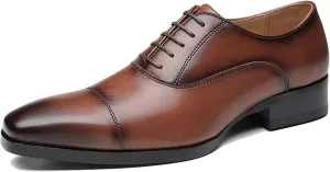 Men's Dress Shoes Leather Classic Formal Man Oxfords Retro Derby Oxford Brown- US10/UK9/EU43