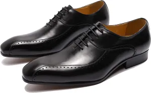 Men's Evening Party Wingtip Derbys Classic Lace-up Brogues Shoes Formal Oxford Shoes Wedding,Black-40