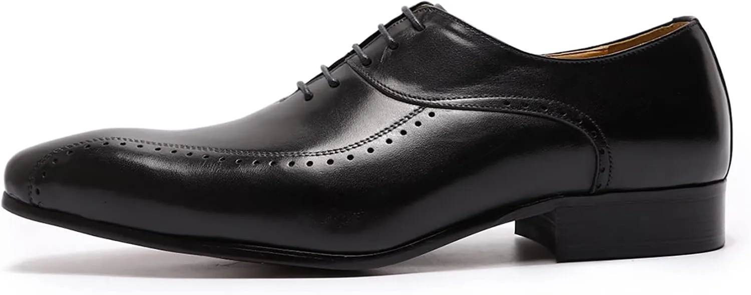 Men's Evening Party Wingtip Derbys Classic Lace-up Brogues Shoes Formal Oxford Shoes Wedding,Black-40