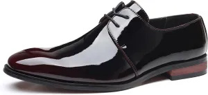 Men's Faux Patent Leather Tuxedo Dress Shoes Classic Lace-up Formal Oxford Breathable Comfortable Casual Shoes