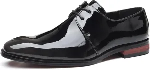Men's Faux Patent Leather Tuxedo Dress Shoes Classic Lace-up Formal Oxford Breathable Comfortable Casual Shoes