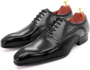 Men's Formal Lace-Up Oxfords Wedding Party Wingtip Derbys Business Casual Dress Shoes Classic Brogues Shoes,Black-47