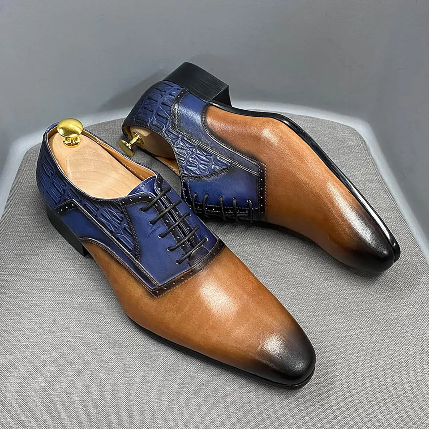 Men's Formal Lace-Up Oxfords Wedding Party Wingtip Derbys Business Casual Dress Shoes Classic Brogues Shoes,Black-47