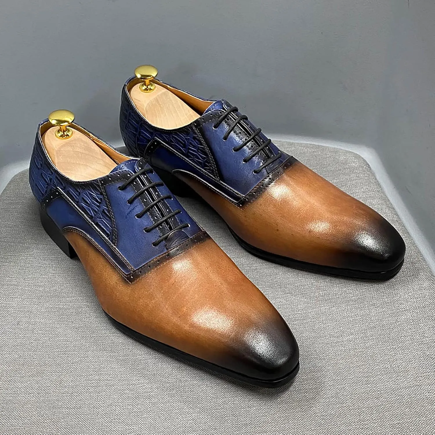 Men's Formal Lace-Up Oxfords Wedding Party Wingtip Derbys Business Casual Dress Shoes Classic Brogues Shoes,Black-47