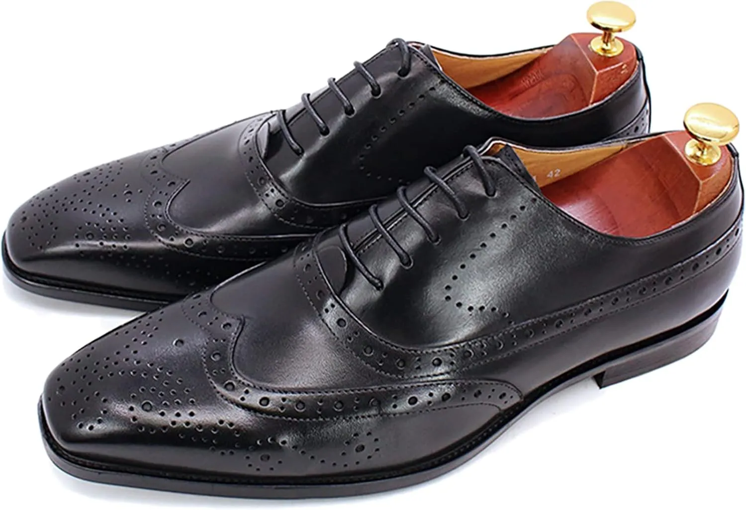 Mens Formal Leather Lace-up Brogues Business Casual Dress Oxfords Wedding Party Derbys Breathable,Black-40