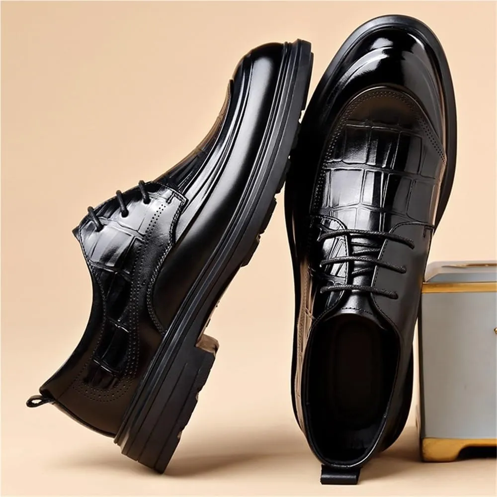 Men's Handmade Leather Cap Toe Oxfords Lace Up Dress Shoes Business Casual Modern Work Wedding Shoes Breathable Comfy Non Slip Rubber Sole Leather Shoe