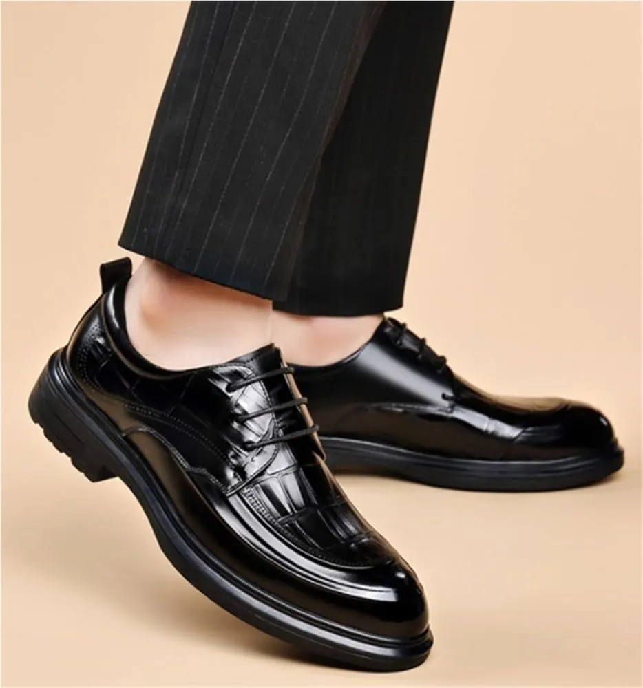 Men's Handmade Leather Cap Toe Oxfords Lace Up Dress Shoes Business Casual Modern Work Wedding Shoes Breathable Comfy Non Slip Rubber Sole Leather Shoe