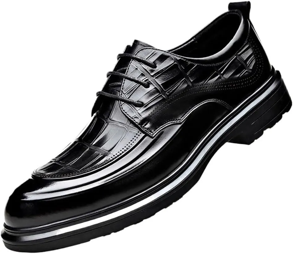 Men's Handmade Leather Cap Toe Oxfords Lace Up Dress Shoes Business Casual Modern Work Wedding Shoes Breathable Comfy Non Slip Rubber Sole Leather Shoe