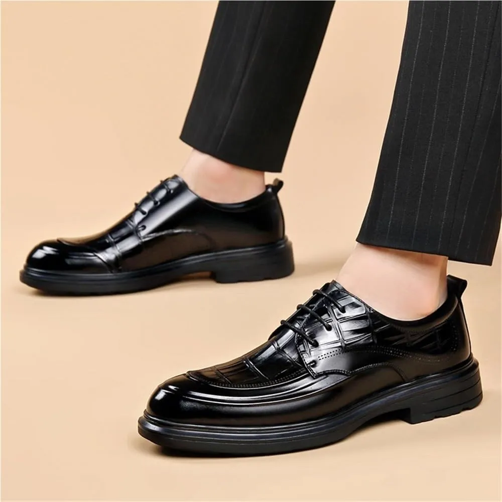 Men's Handmade Leather Cap Toe Oxfords Lace Up Dress Shoes Business Casual Modern Work Wedding Shoes Breathable Comfy Non Slip Rubber Sole Leather Shoe