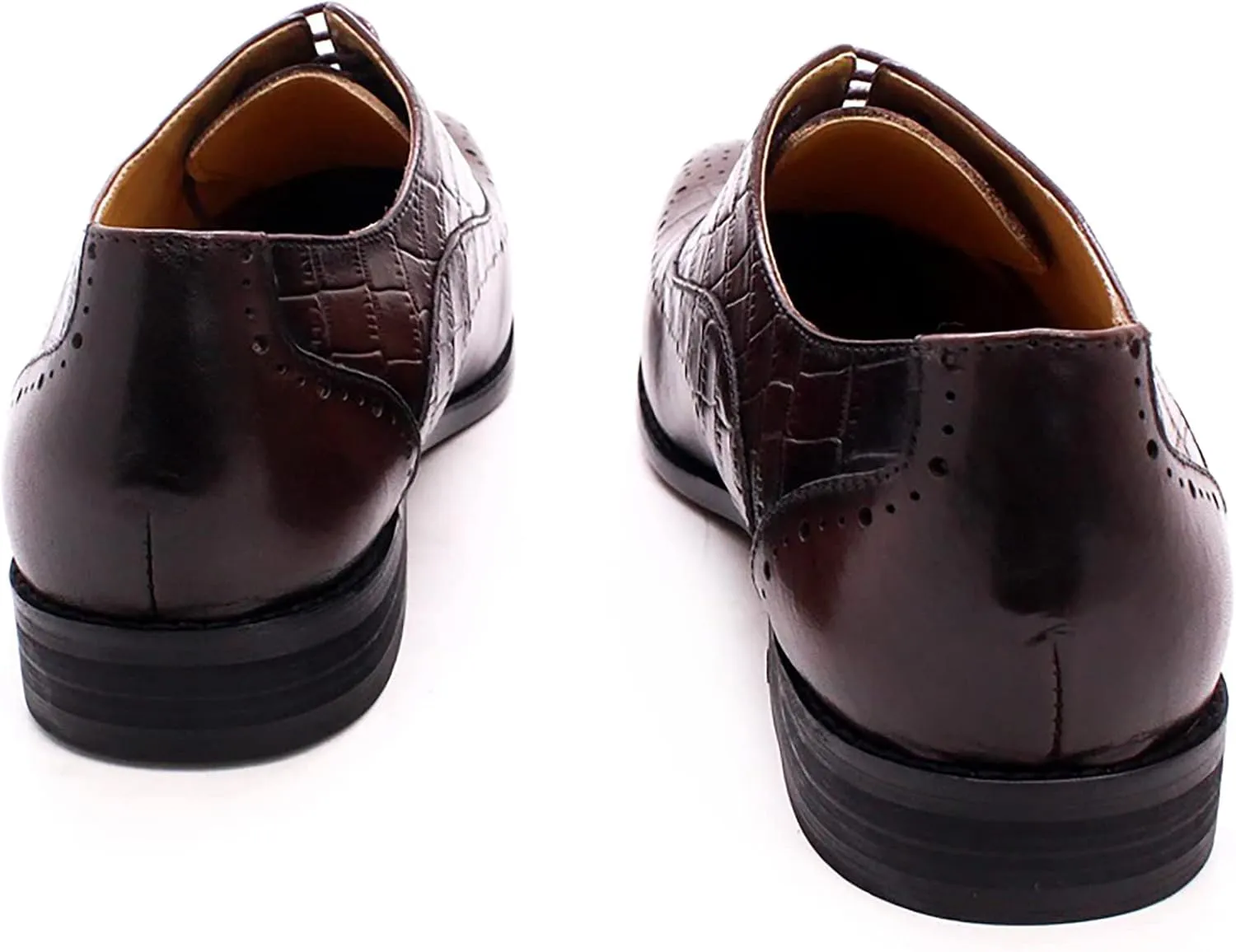 Men's Lace-up Brogues Casual Oxford Shoes Formal Derbys Breathable Leather Dress Shoes,Brown-41