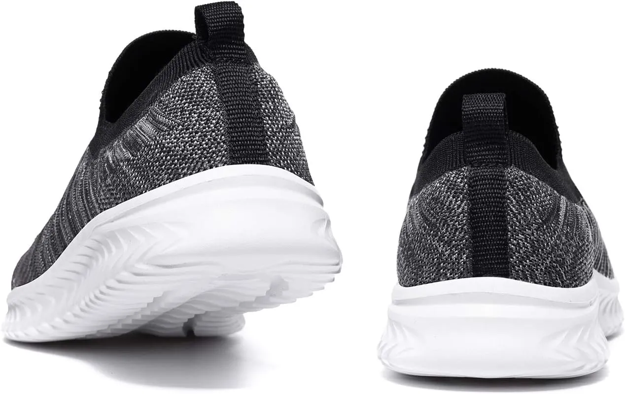 Mens Laceless Slip - on Mesh Knit Sneakers for Casual Athletic Walking & Running - Lightweight, Comfortable, Breathable