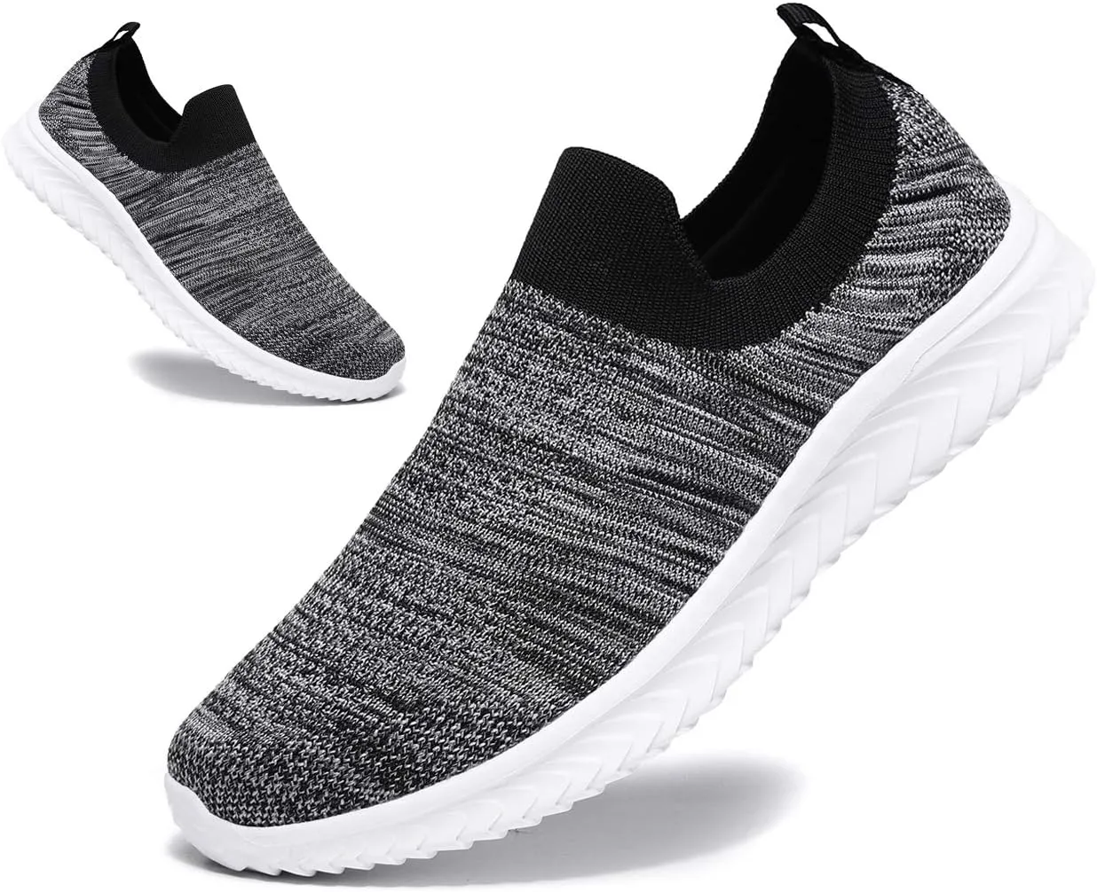 Mens Laceless Slip - on Mesh Knit Sneakers for Casual Athletic Walking & Running - Lightweight, Comfortable, Breathable
