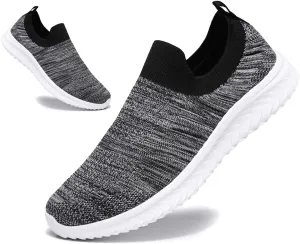 Mens Laceless Slip - on Mesh Knit Sneakers for Casual Athletic Walking & Running - Lightweight, Comfortable, Breathable