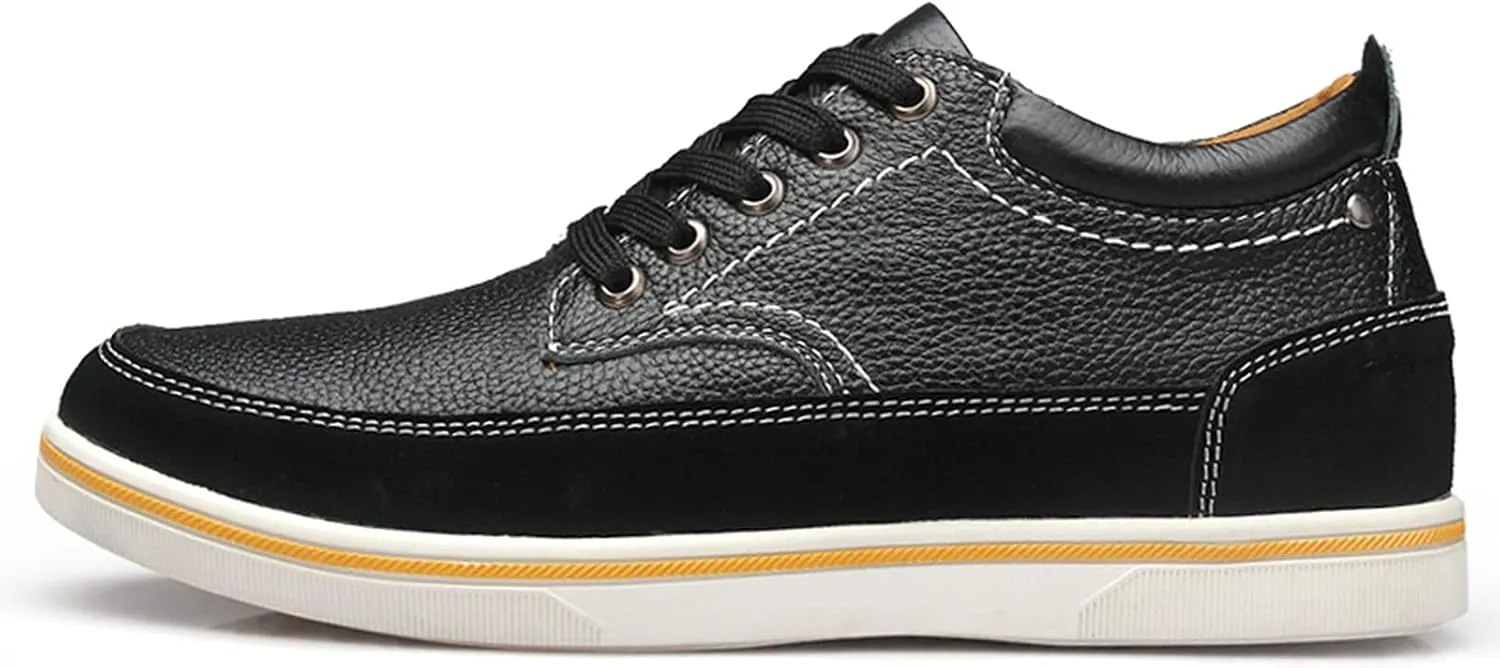 Mens Leather Oxford Dress Sneakers Business Casual Lace up Derby Shoes Smart Oxford Flat Shoe Comfort Black- US8.5-9/UK7.5-8/EU41
