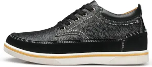 Mens Leather Oxford Dress Sneakers Business Casual Lace up Derby Shoes Smart Oxford Flat Shoe Comfort Black- US8.5-9/UK7.5-8/EU41