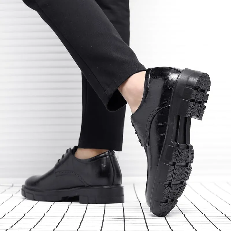 Men's Leather Shoes Casual Business Formal Oxfords Shoes Classic Modern Derby Shoes for Men
