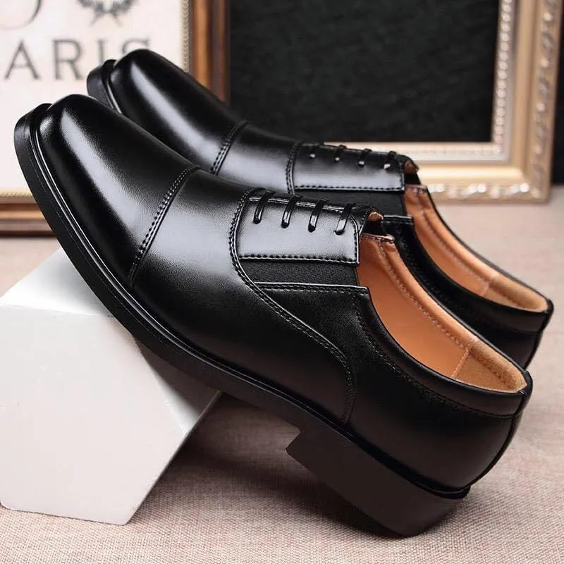 Men's Leather Shoes, Lace up Breathable Business Dress Men Shoes outdoor brogue Hand Grab Pattern Casual Leather Shoes Men