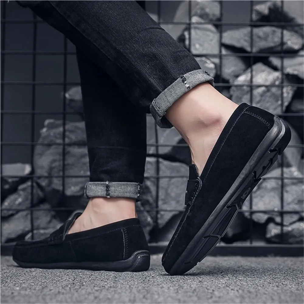 Mens Leather Slip On Loafers Comfortable Casual Shoes for Men Lightweight Breathable Business Wedding Travel Walking Driving Shoes