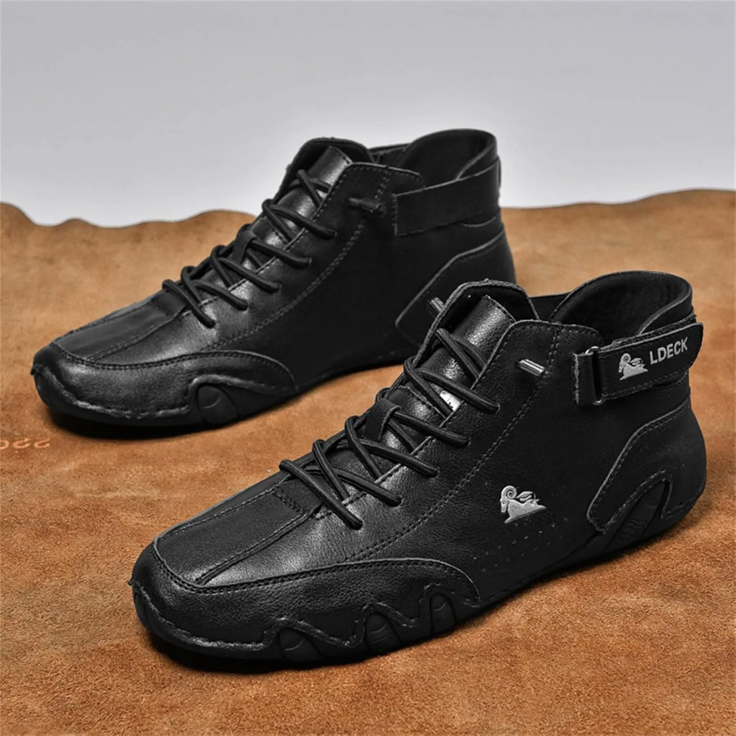 Mens Shoes High Top Lace Up Hook Loop Sport Shoes Casual Shoes Mens Plus Size Ankle Boots Flat Bottom Boots Men