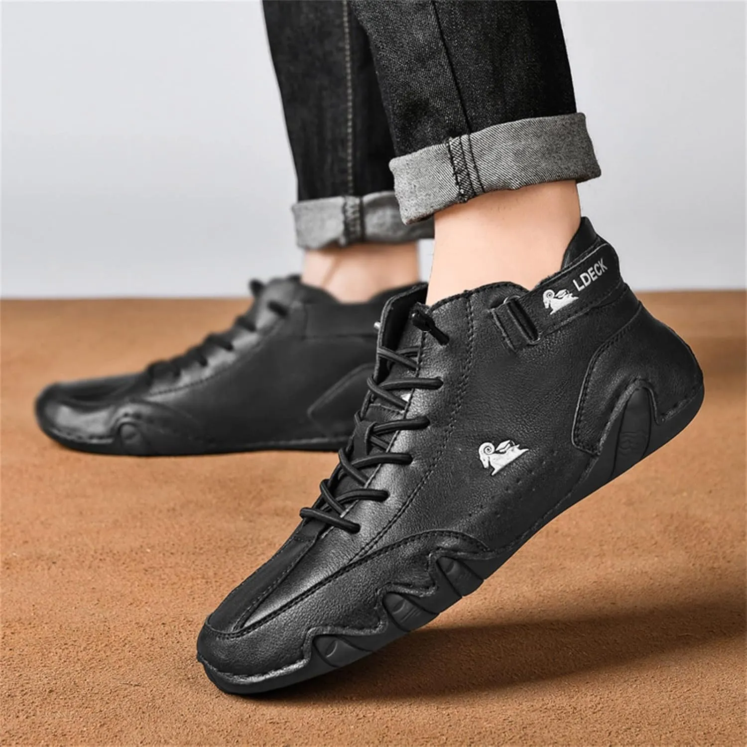 Mens Shoes High Top Lace Up Hook Loop Sport Shoes Casual Shoes Mens Plus Size Ankle Boots Flat Bottom Boots Men