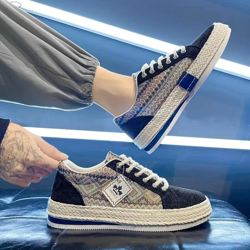 Men's Skateboard Shoes, Comfy Non Slip Breathable Rubber Sole Up Sneakers for Outdoor Activities