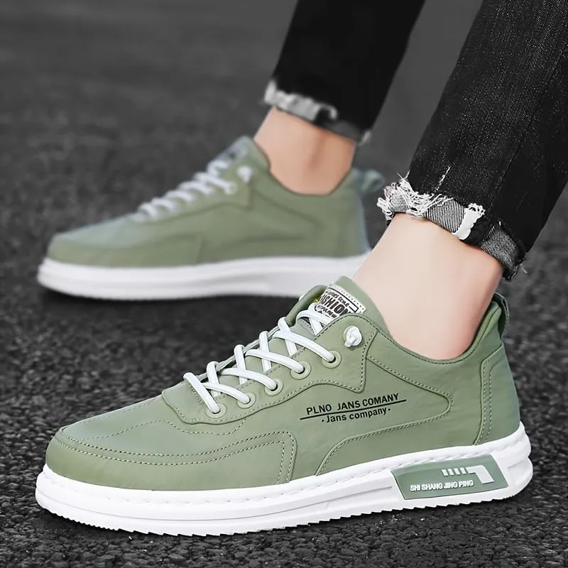 Men's Trendy Solid Skateboard Shoes with Adjustable Lace Non Slip Low Top Comfy for Outdoor Walking Jogging Traveling Spring Summer Autumn