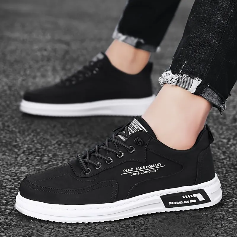Men's Trendy Solid Skateboard Shoes with Adjustable Lace Non Slip Low Top Comfy for Outdoor Walking Jogging Traveling Spring Summer Autumn