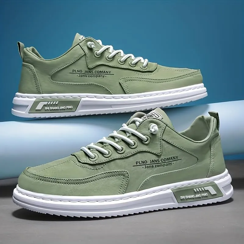 Men's Trendy Solid Skateboard Shoes with Adjustable Lace Non Slip Low Top Comfy for Outdoor Walking Jogging Traveling Spring Summer Autumn