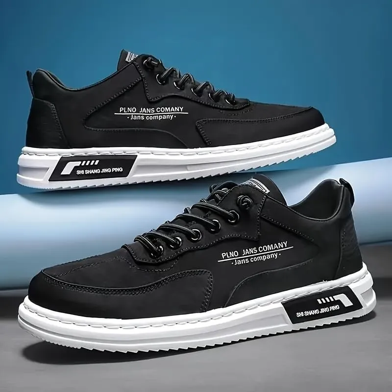 Men's Trendy Solid Skateboard Shoes with Adjustable Lace Non Slip Low Top Comfy for Outdoor Walking Jogging Traveling Spring Summer Autumn