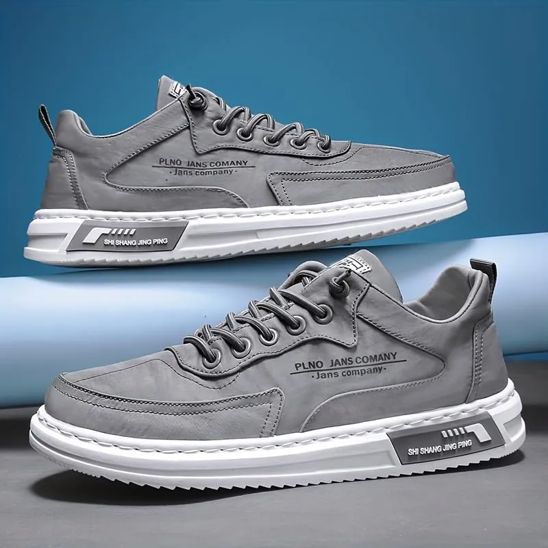 Men's Trendy Solid Skateboard Shoes with Adjustable Lace Non Slip Low Top Comfy for Outdoor Walking Jogging Traveling Spring Summer Autumn