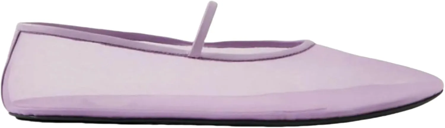 Mesh Ballet Flats for Women Ballerina Mary Janes Flats Embroidered Floral Nude Round Toe Pumps Comfortable Casual Shoes