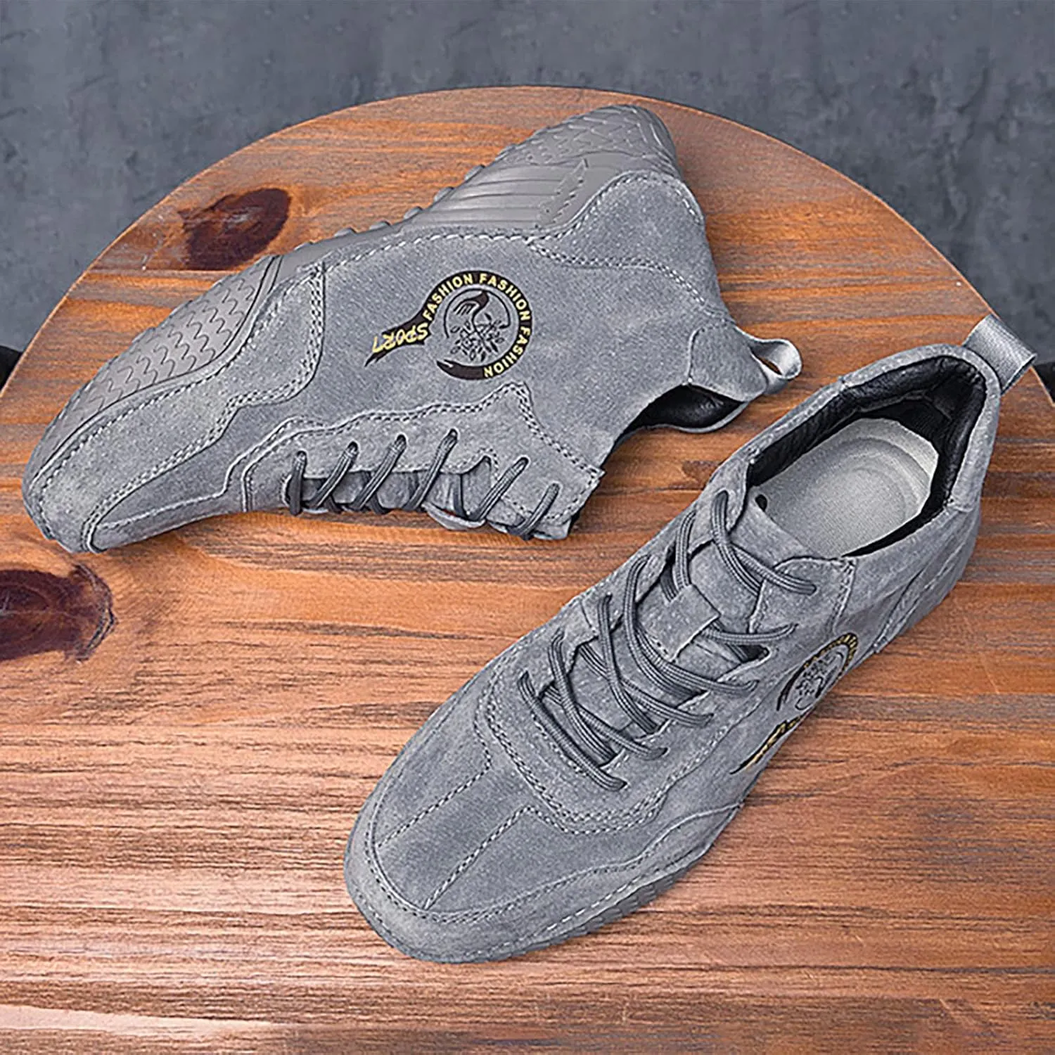 New Spring and Men's Leather Shoes Korean Fashion Lace Up Short Boots Shoe Big Sneaker Slippers Men