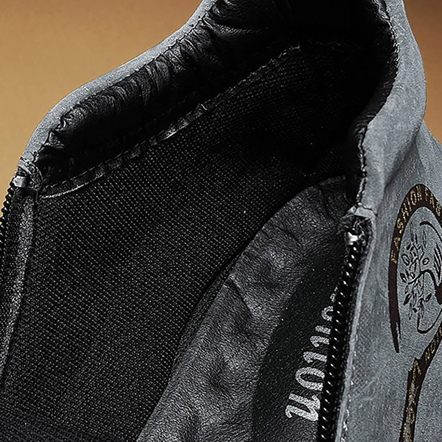 New Spring and Men's Leather Shoes Korean Fashion Zipper Short Boots Shoe Sneaker Crease Shield Men