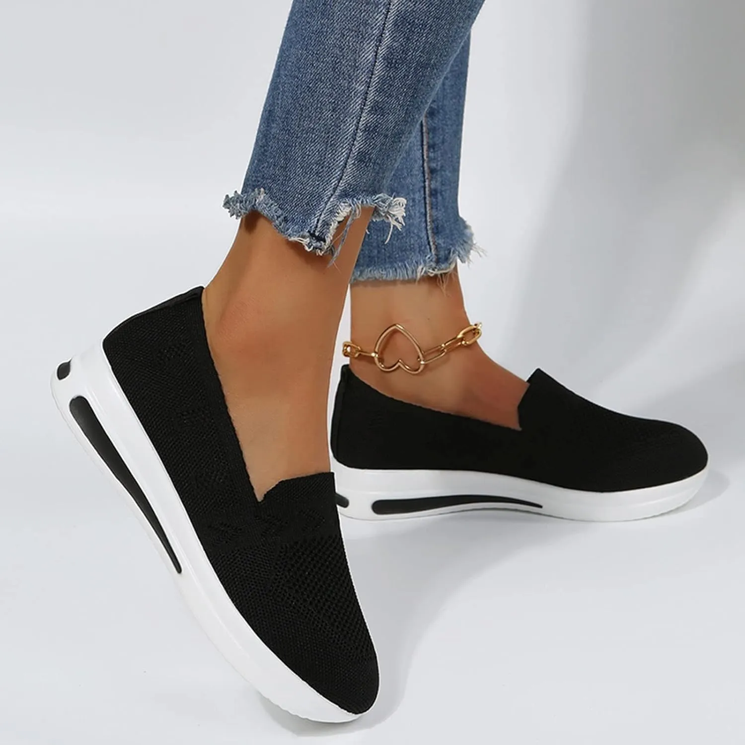 Orthopedic Shoes for Women Slip On Breathable Mesh Sneakers Non Slip Thick Sole Comfortable Casual Shoes