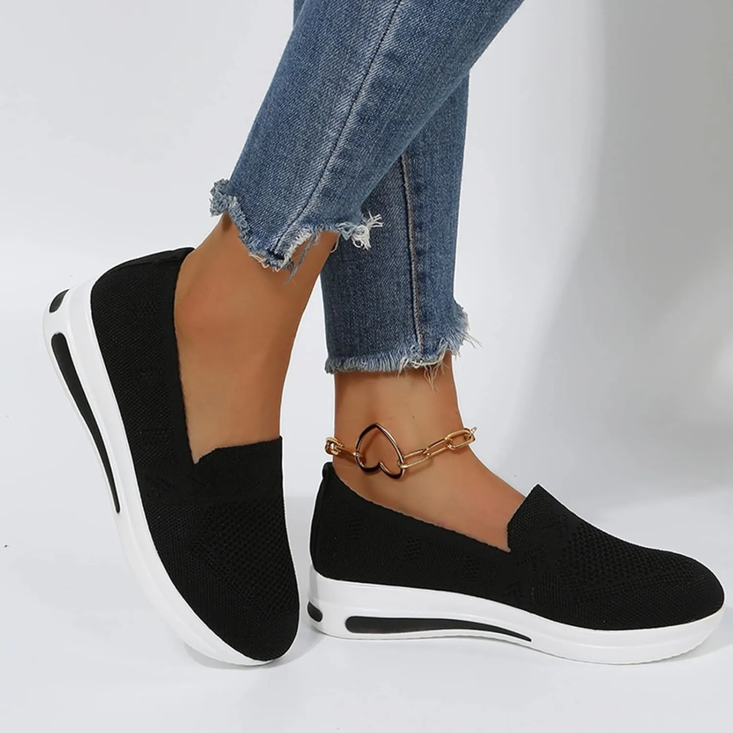 Orthopedic Shoes for Women Slip On Breathable Mesh Sneakers Non Slip Thick Sole Comfortable Casual Shoes