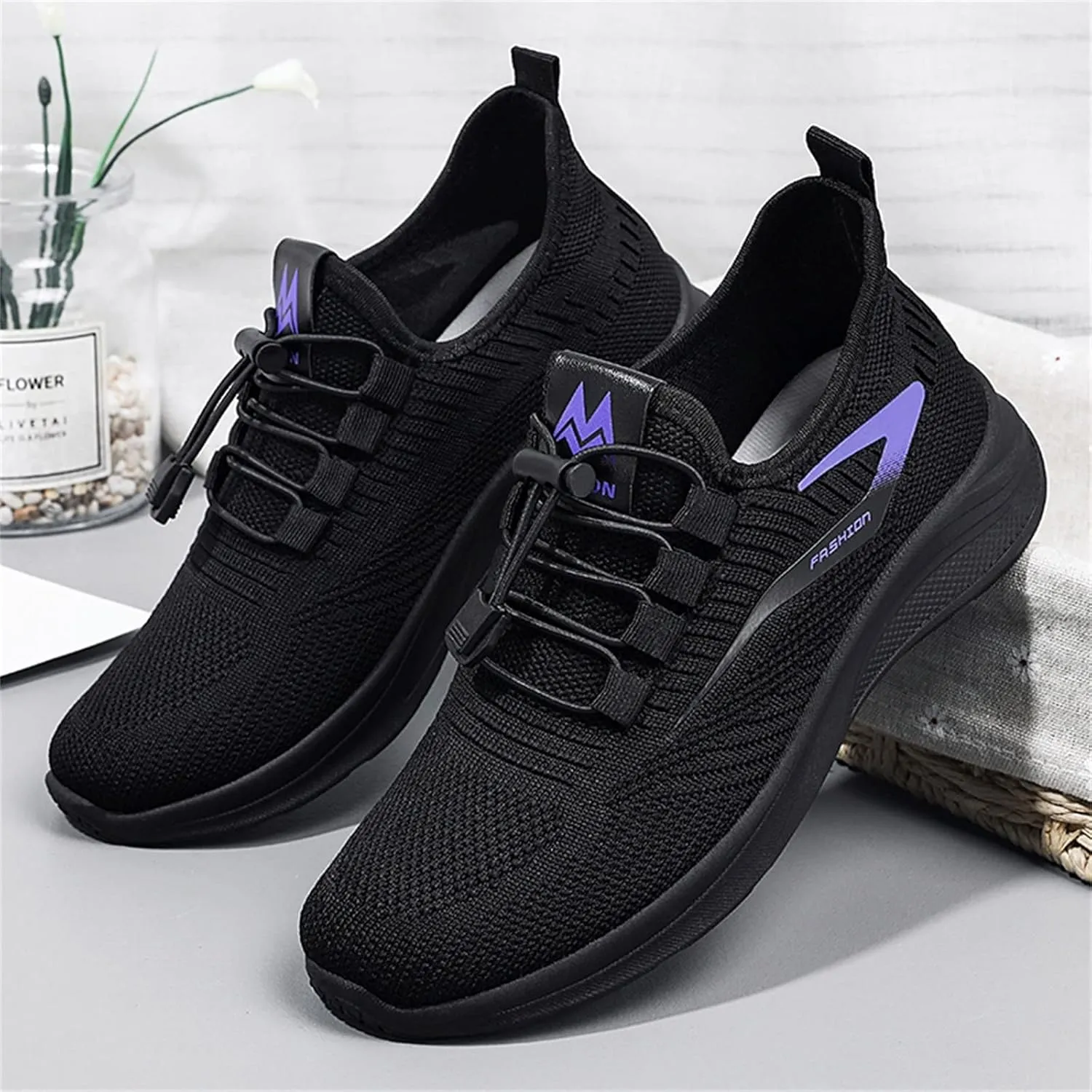 Orthopedic Shoes for Women Slip On Running Shoes Walking Breathable Mesh Knit Sneakers Low Top Comfortable Casual Shoes