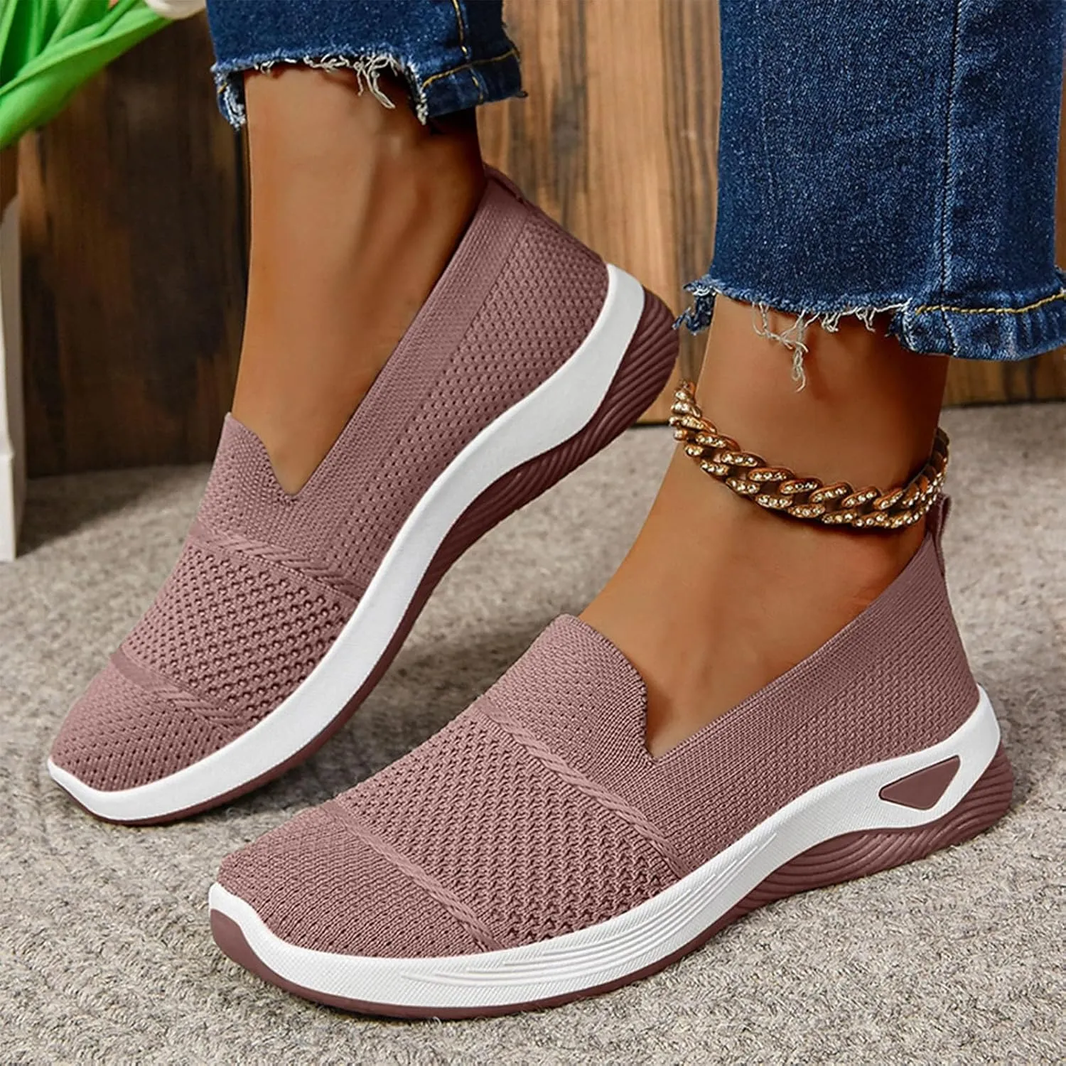 Running Shoes for Women Slip On Versatile Casual Sneakers Comfort Lightweight Sock Shoes Breathable Mesh Shoes